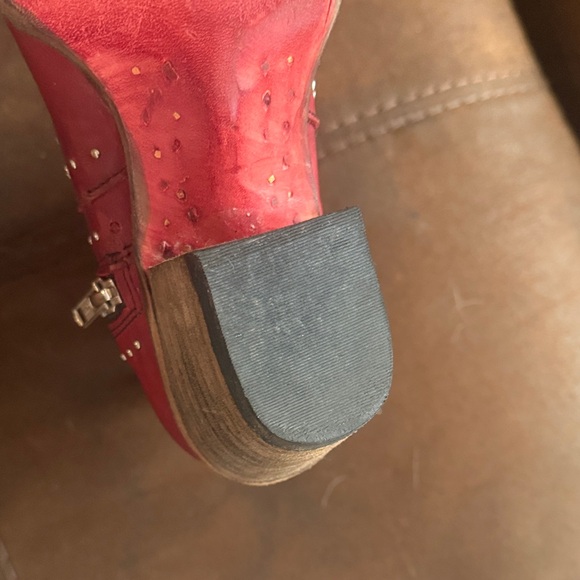 Women's Freebird Red Leather Ankle Boots - Picture 4 of 5